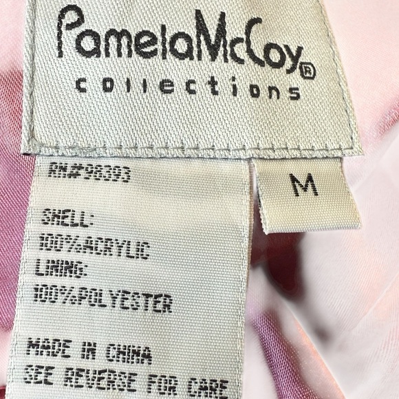 Pamela McCoy Tweed Skirt Suit Set Blazer Pencil Skirt Fringe Ribbon Trim Size M - Picture 8 of 15